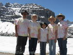 Family by snow in Banff National Park
