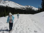 Hiking through snow to Peyote Lake overlook