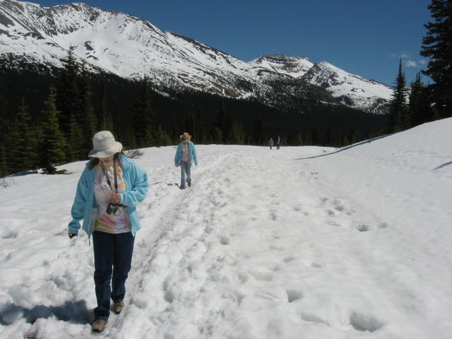 Hiking through snow to Peyote Lake overlook