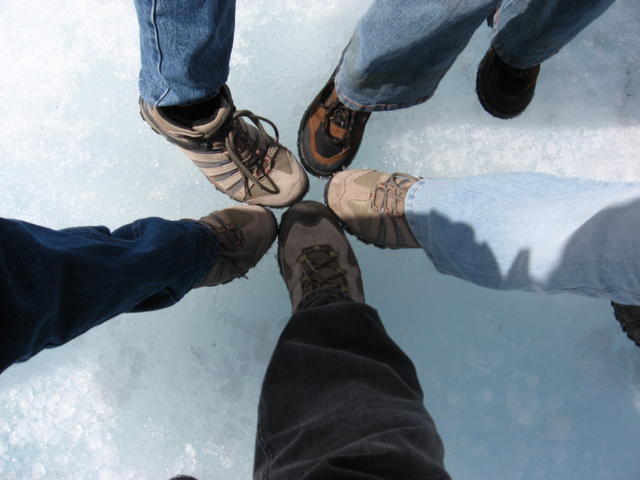Standing on Athabasca Glacier