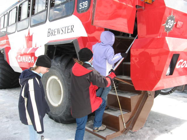 Girls boarding the Ice Coach